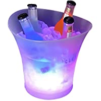 Tiandirenhe 5L Cubitera- Colorido LED Luz Hielo Cubo de Champán- con LED Cambiar Automatica Los Colores para Champagne…